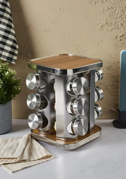 Casa Wood Baharatlık Takımı - Döner Stantlı, Kare ürün görseli