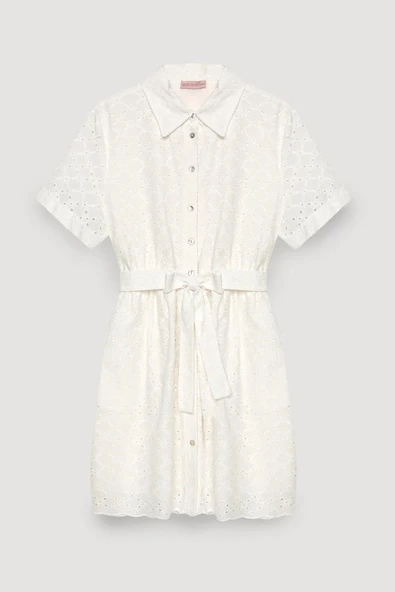 Quzu Brodeli Kısa Kollu Elbise 25YELB00534 ürün görseli 1