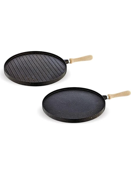 FMS G3019 Granit Döküm Çift Taraflı Izgara ve Gözleme Tavası Siyah ürün görseli