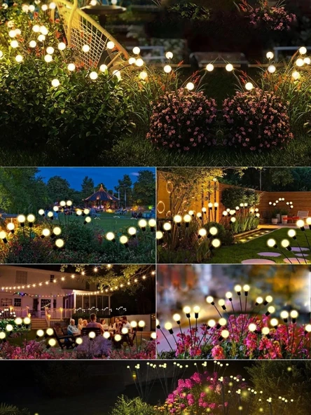 4 Adet 8 Led'li Güneş Enerjili Ateş Böceği Çiçek Lamba - Resim 2