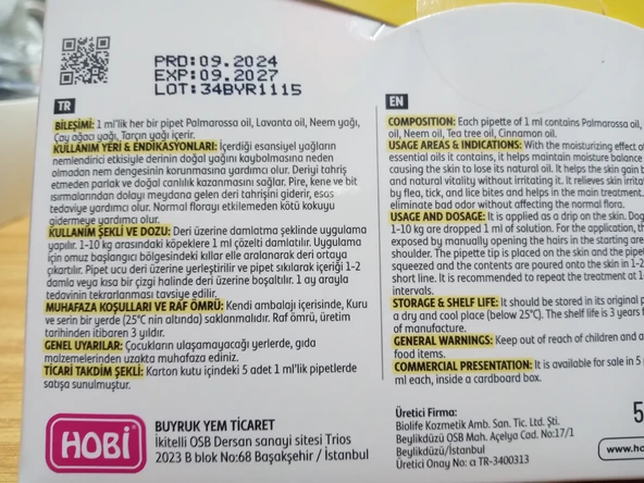 Hobi Derma Guard Köpekler Için Ense Damla 1-10 kg 1 ml x 5 Adet - Resim 2