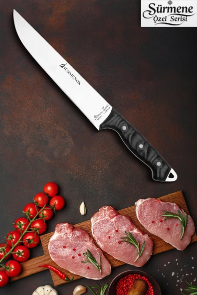 Sürmene Serisi Mutfak Bıçak Et Ekmek Sebze Salata Bıçağı Siyah Verzalit Sap HDS-146 ürün görseli 1