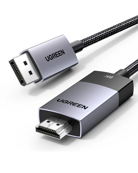 UGREEN 8K 60Hz Displayport 1.4 to HDMI 2.1 Örgülü Kablo, 2m, 80397 - Resim 2