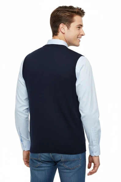 Erkek V Yaka Süveter Çelik Örgü Regular Kalıp 5209H BGL-ST04843 - Resim 8