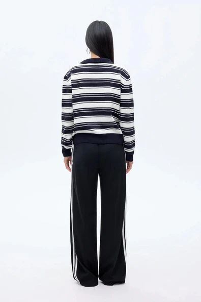 Quzu Çizgili Kadın Kazak - Resim 5