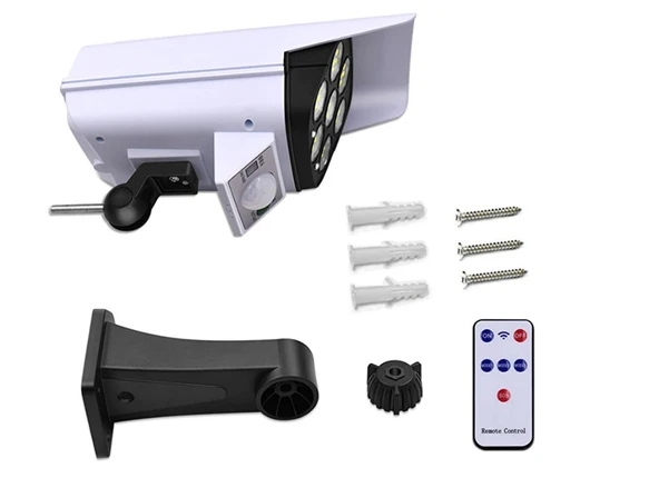 2 Adet Kamera Görünümlü Hareket Sensörlü Uzaktan Kumandalı Solar Bahçe Lambası - Resim 5