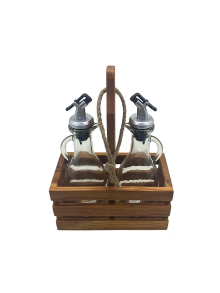 Ahşap Doğal 2Li Tombul Set Yağdanlık ve Sosluk Takımı(SET)(KİRAZ) Ahşap Rengi 10 SET - Resim 3