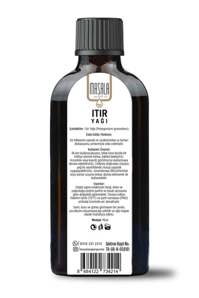 Masala Saf Itır (Sardunya) Yağı 100 ml. Cam Şişe - (Geranium Essential Oil) - Resim 2