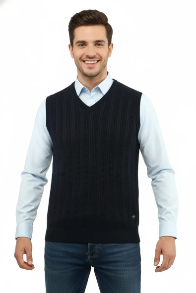 Erkek V Yaka Süveter Çelik Örgü Regular Kalıp 5209H BGL-ST04843 - Resim 3