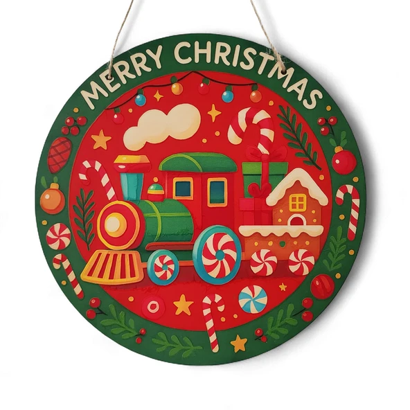 Şeker Treni Yeni Yıl Evi Kapı ve Duvar Süsü ürün görseli