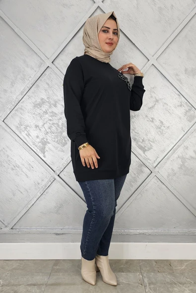 KADIN DİKME ÇİÇEK DETAYLI TESETTÜR TUNİK - Resim 7