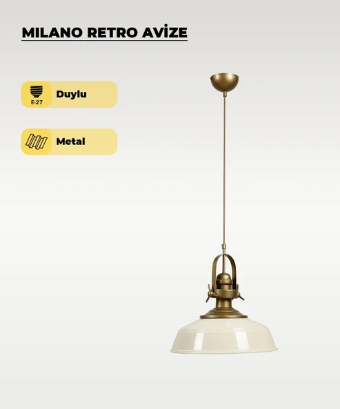 Milano Retro Avize Beyaz / Metal - E27 Duylu ürün görseli