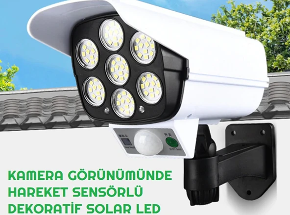 2 Adet Kamera Görünümlü Hareket Sensörlü Uzaktan Kumandalı Solar Bahçe Lambası ürün görseli