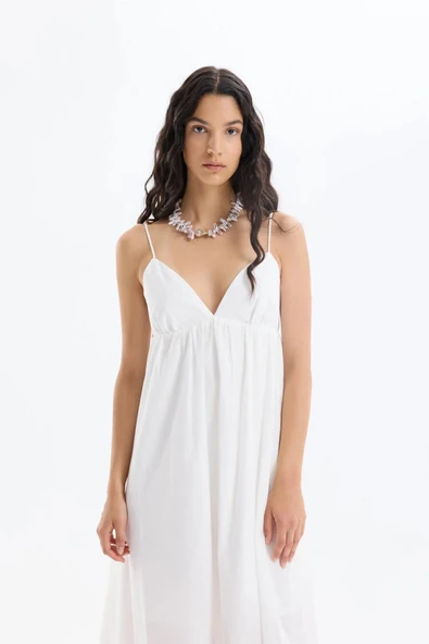 Quzu Sırt Detaylı Askılı Maxi Elbise 25YELB00567 - Resim 3