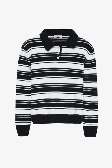 Quzu Çizgili Kadın Kazak - Resim 2