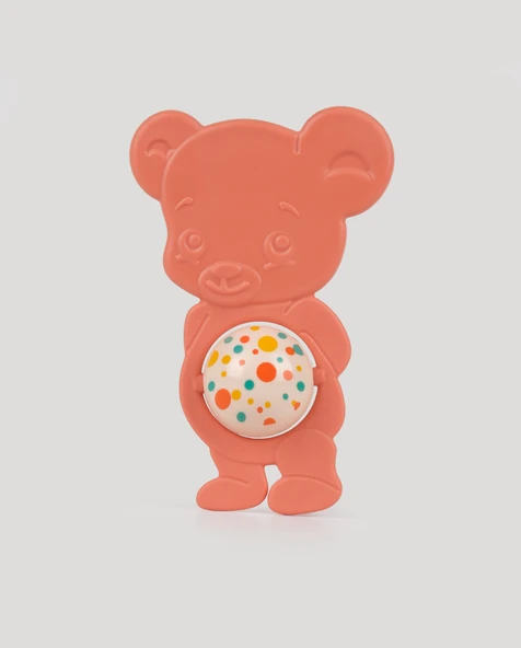 Sevimli Ayıcık Diş Kaşıyıcı Çıngırak-Somon ürün görseli