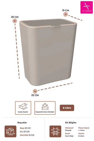 EV M-E95-09-1 FLIP ÇÖP KOVASI KUM BEJİ - Resim 3