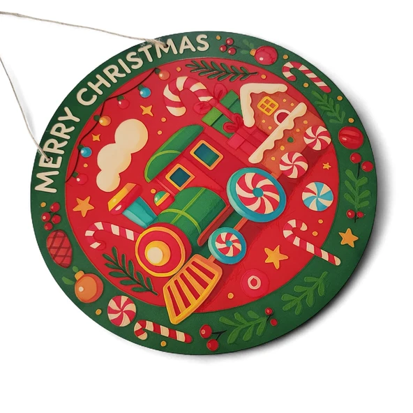 Şeker Treni Yeni Yıl Evi Kapı ve Duvar Süsü - Resim 4