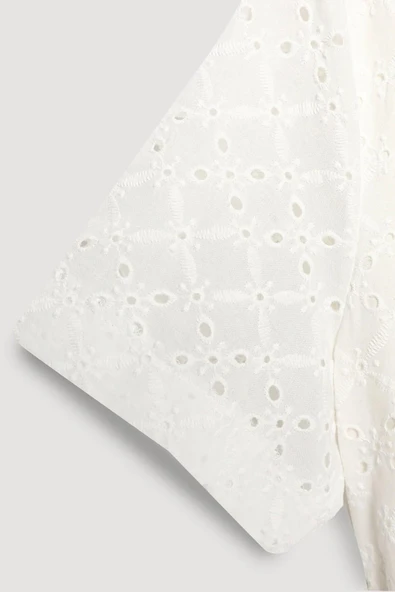 Quzu Brodeli Kısa Kollu Elbise 25YELB00534 - Resim 2