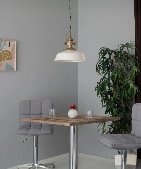 Milano Retro Avize Beyaz / Metal - E27 Duylu - Resim 5