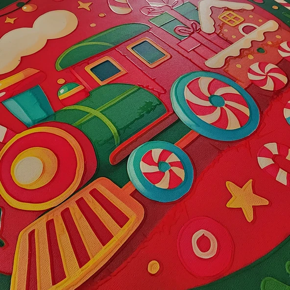 Şeker Treni Yeni Yıl Evi Kapı ve Duvar Süsü - Resim 3