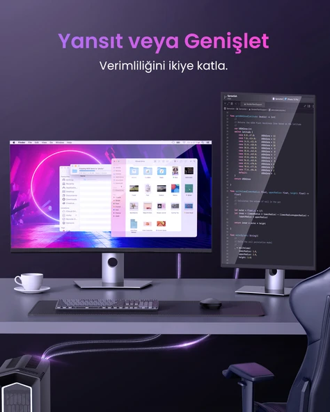 UGREEN 8K 60Hz Displayport 1.4 to HDMI 2.1 Örgülü Kablo, 2m, 80397 - Resim 8