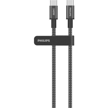 Philips DLC7060C/00 240W Usb-C To Usb-C Örgülü Şarj Kablosu 2metre Siyah ürün görseli 1
