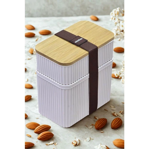 Piev Pratik Zebra Bambu Kapaklı Saklama Beslenme Kabı 2 Li No 2 ürün görseli 1