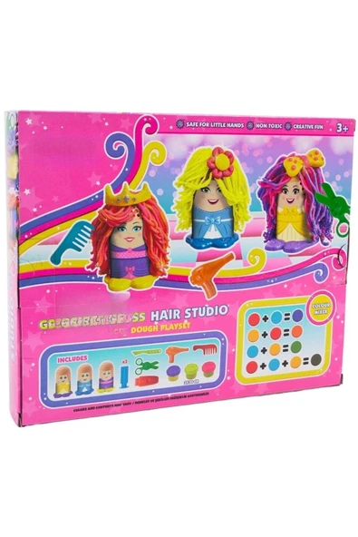 Glitter Princess Hair Studio Oyun Hamuru Seti | Prenses Kuaför Eğlencesi! - Resim 5