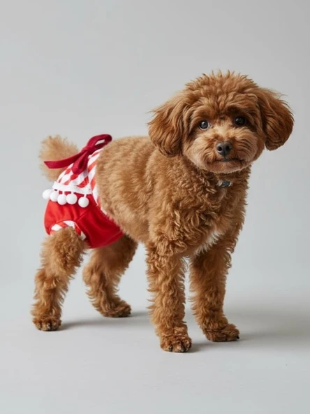 Red Frilly Dişi Köpek Regl Külotu | Köpek Donu | Köpek İç Çamaşırı | Ayarlanabilir Bağcıklı | Küçük Irklar İçin - Resim 5