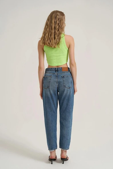 Quzu Yırtık Detaylı Kadın Denim Pantolon - Resim 5