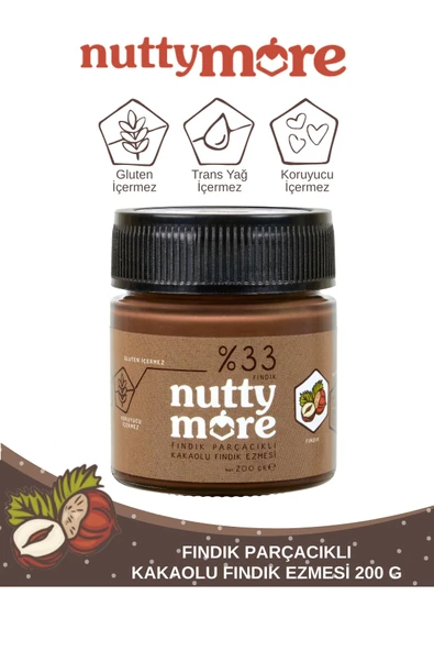 Nutty More %33 Fındık Parçacıklı Kakaolu Fındık Ezmesi 200 gr + %22 Kakaolu Fındık Ezmesi 370 gr - Resim 2
