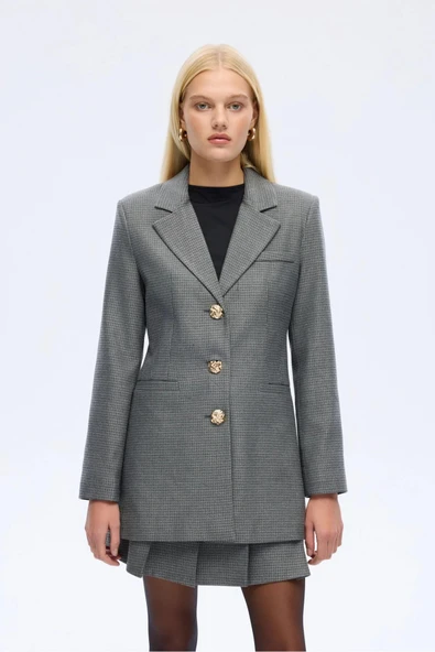 Quzu Önü Düğmeli Bele Oturan Kadın Ceket ürün görseli 1