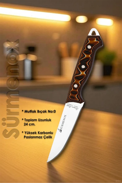 Sürmene Serisi Mutfak Bıçak Seti Et Ekmek Sebze Bıçağı 3 Lü Kahve Verzalit Sap HDS-134 - Resim 2