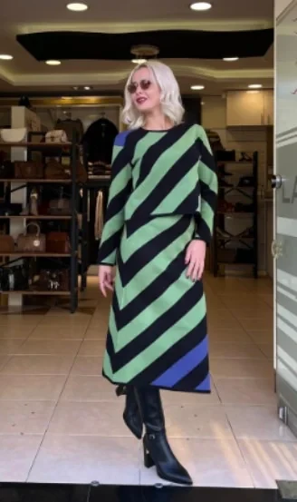 ÇİZGİLİ TRİKO ETEK - Resim 5