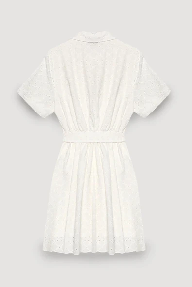 Quzu Brodeli Kısa Kollu Elbise 25YELB00534 - Resim 3