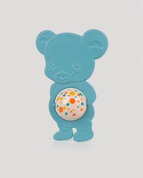 Sevimli Ayıcık Diş Kaşıyıcı Çıngırak-Turkuaz ürün görseli