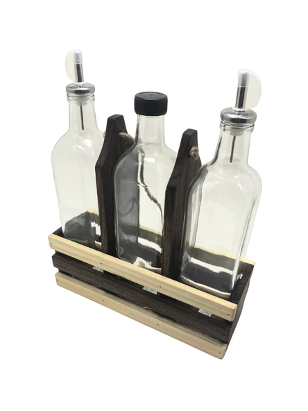 Ahşap Doğal 3Lü Yağdanlık ve Sosluk Takımı(KISA BAŞLIK)(SET)(CEVİZ) Ceviz 1 SET - Resim 4