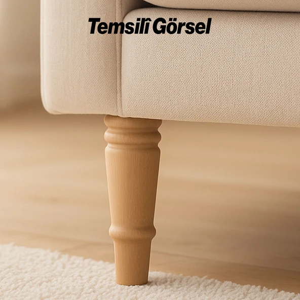 Bohem 20 cm Doğal Ahşap Ayak 4 ADET SET Boyasız Silindir Mobilya Koltuk Kanepe Ayağı Aparat Dahil - Resim 7