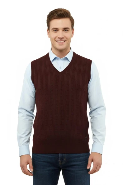 Erkek V Yaka Süveter Çelik Örgü Regular Kalıp 5209H BGL-ST04843 - Resim 4