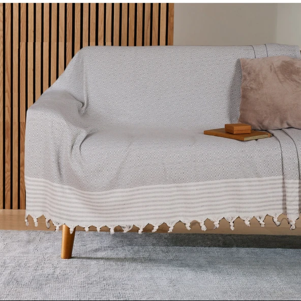 Buldan İşi Kaymaz Pamuklu 2'li Koltuk Örtüsü 170x210 Cm Kaliteli Koltuk Şalı Çekyat Kanepe Örtüsü (2 ADET) - Resim 2