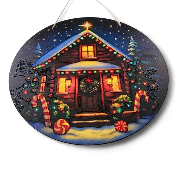 Baston Şekerli Yeni Yıl Evi Kapı ve Duvar Süsü - Resim 5