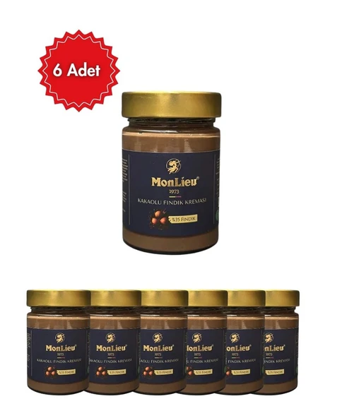Monlieu Kakaolu Fındık Kreması 350 gr x 6 Adet (Glutensiz & Palm Yağı İçermez) ürün görseli 1