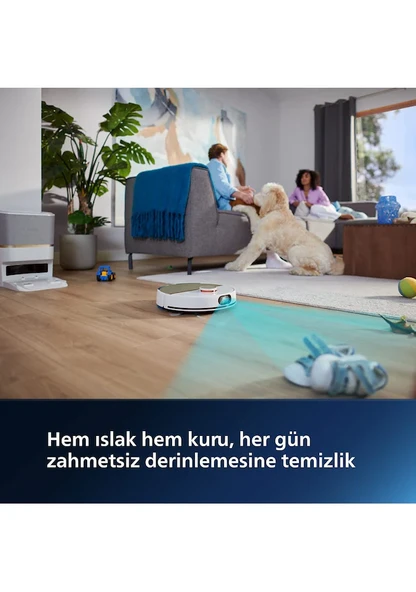 Philips HomeRun 7000 Serisi Aqua XU7100/02 Çöp İstasyonlu Beyaz Gold Akıllı Robot Süpürge - Resim 3