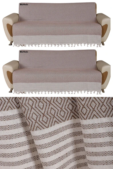 Buldan İşi Kaymaz Pamuklu 2'li Koltuk Örtüsü 170x210 Cm Kaliteli Koltuk Şalı Çekyat Kanepe Örtüsü (2 ADET) ürün görseli