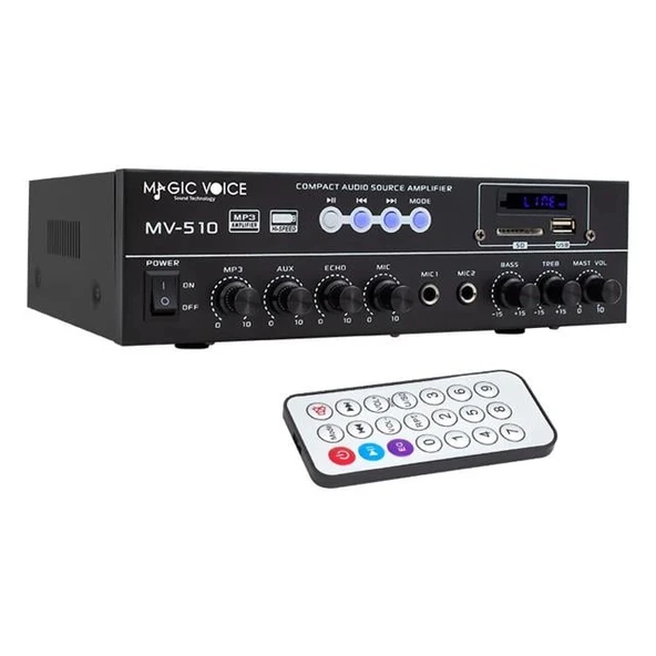 Magicvoice MV-510 50 Watt Usb-Sd-Bluetooth Girişli Hat Trafolu Ses Mixer ürün görseli