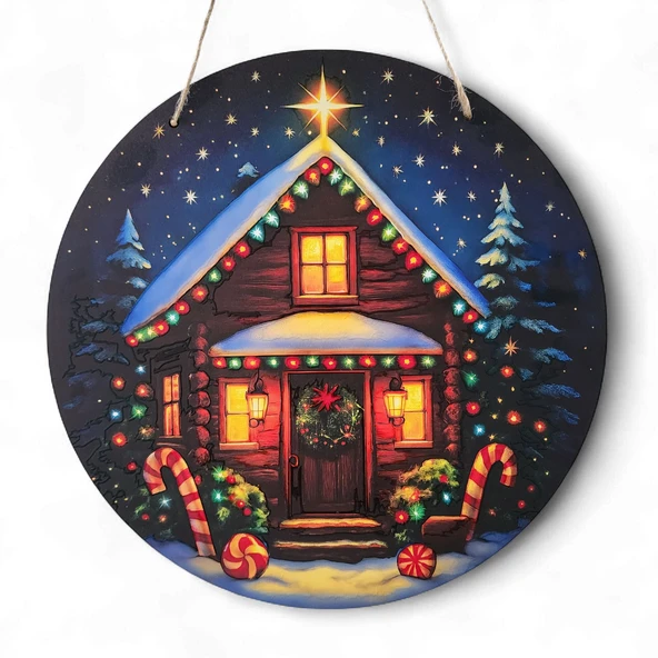 Baston Şekerli Yeni Yıl Evi Kapı ve Duvar Süsü ürün görseli