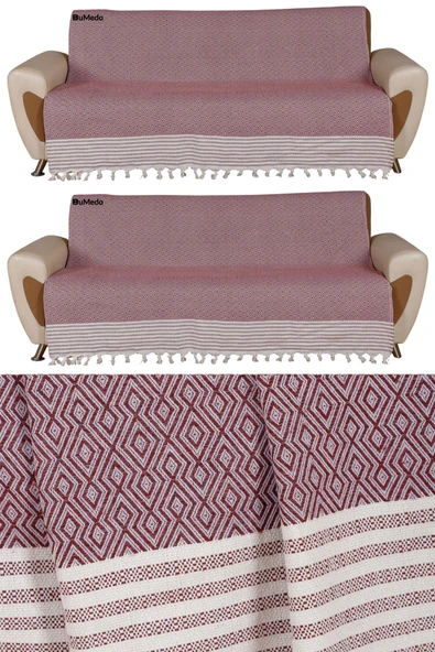 Buldan İşi Kaymaz Pamuklu 2'li Koltuk Örtüsü 170x210 Cm Kaliteli Koltuk Şalı Çekyat Kanepe Örtüsü (2 ADET) ürün görseli