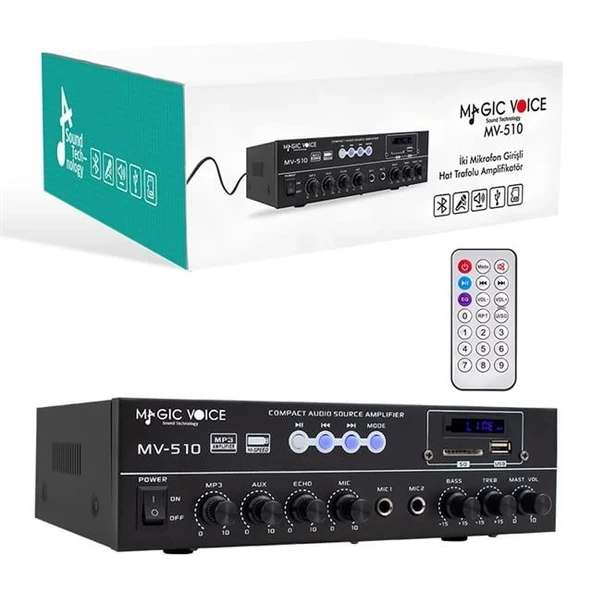 Magicvoice MV-510 50 Watt Usb-Sd-Bluetooth Girişli Hat Trafolu Ses Mixer - Resim 3