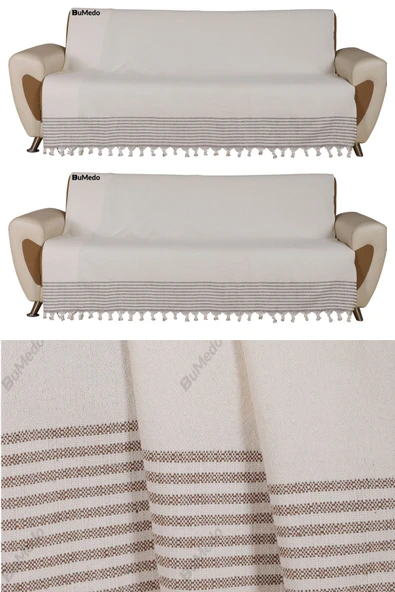 Buldan İşi Kaymaz Pamuklu 2'li Koltuk Örtüsü 170x210 Cm Kaliteli Koltuk Şalı Çekyat Kanepe Örtüsü (2 ADET) ürün görseli